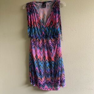 NWOT Catalina Sheer Beauty Multicolor Swim Cover Dress in Pink, Blue & Purple